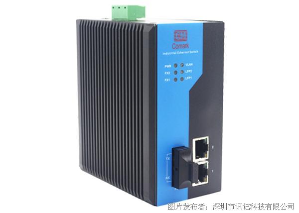 深圳訊記 百兆1光2電工業光纖收發器